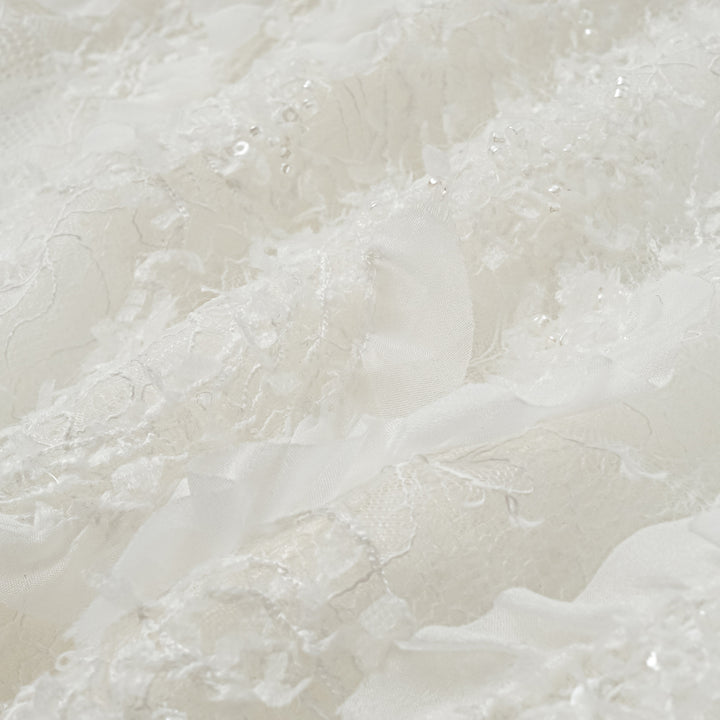 "Weekend at Monaco." Luxurious beaded lace trousers—Lucent Haze