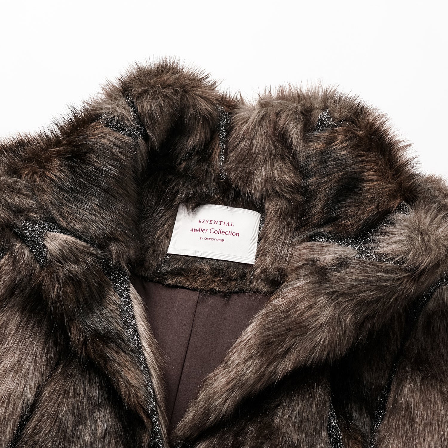 義大利製蕾絲拼接工藝環保皮草馬甲-短 — 滿天星