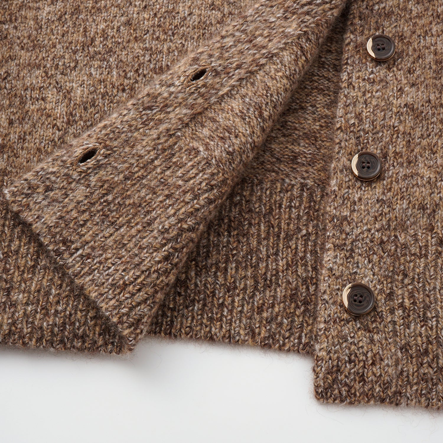 “Winter Diary” Cashmere真絲霧染絨柔細針立領外套—Cocoa marl胡桃可可