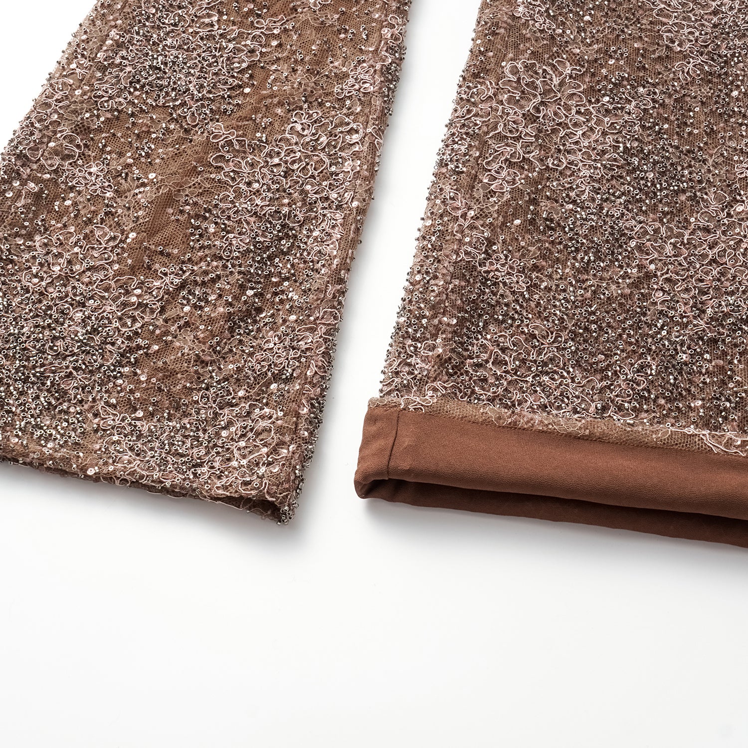 "Imperial Gala" 奢華珠繡喇叭褲—Rosewood Gleam