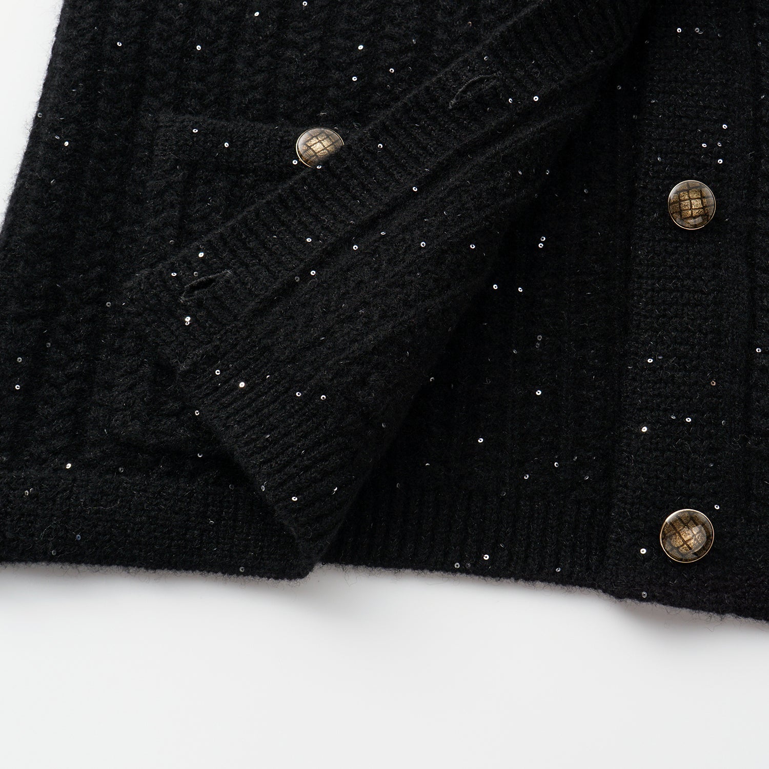 “Autumn Diary” 100% Cashmere 立體細麻花星點亮片針織背心—Eternal Night極夜峽灣