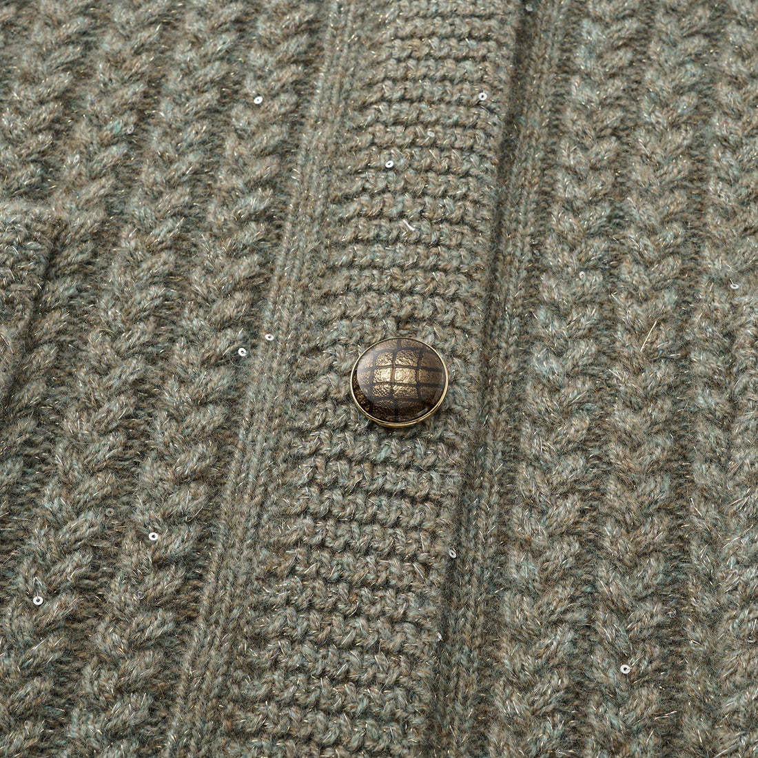 “Autumn Diary” 100% Cashmere 立體細麻花星點亮片針織背心—Silver Birch銀樺霧林