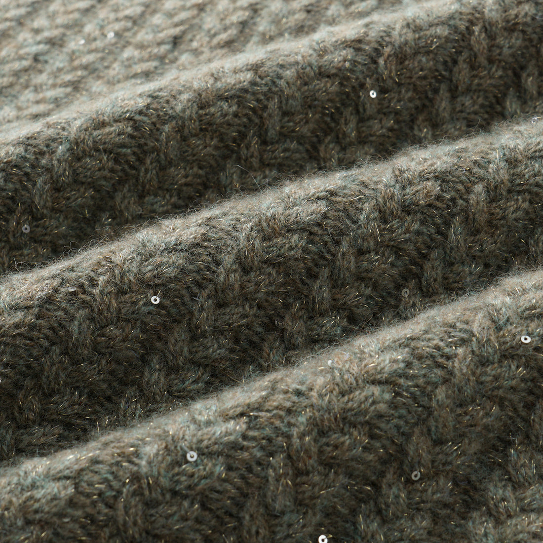 “Autumn Diary” 100% Cashmere 立體細麻花星點亮片針織背心—Silver Birch銀樺霧林