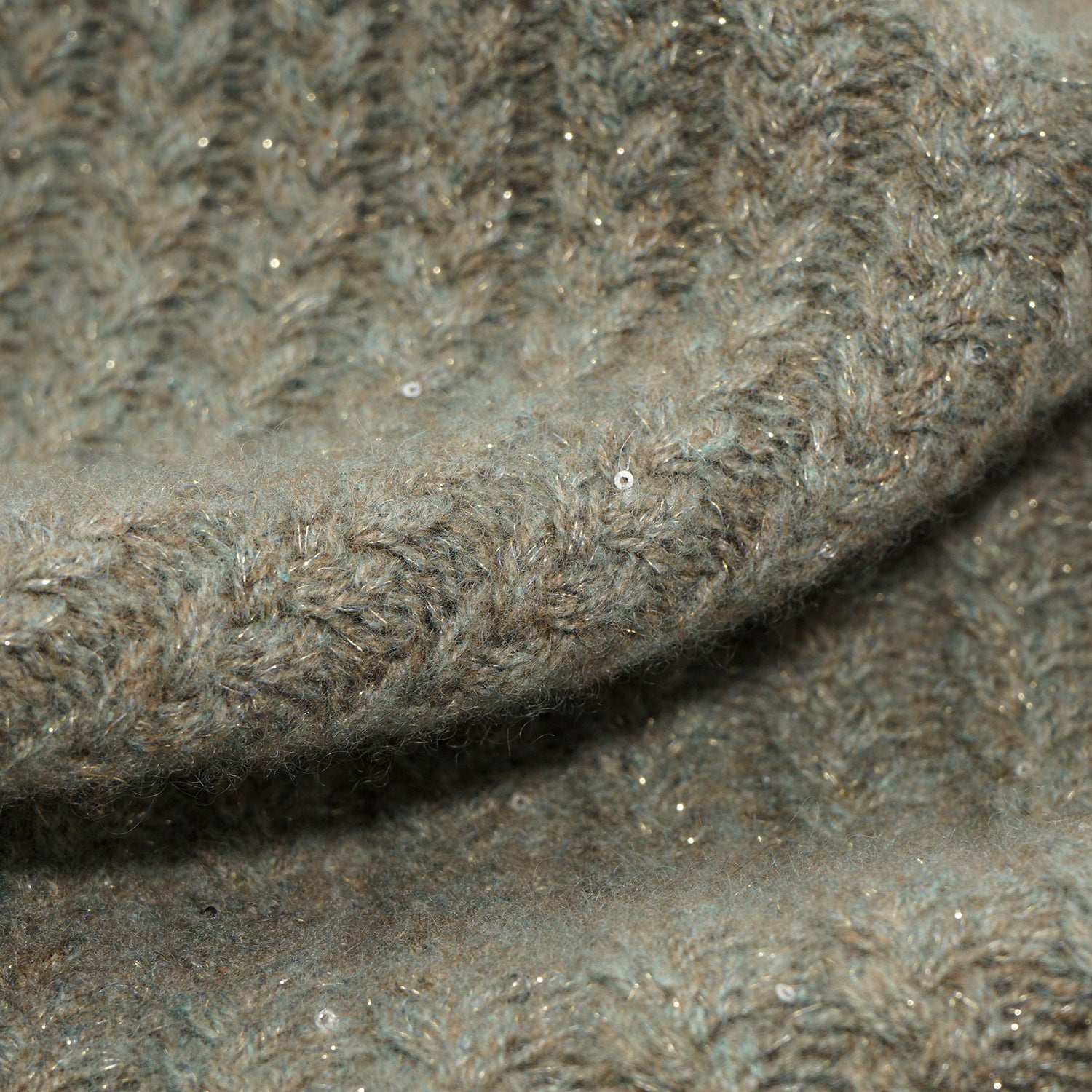 “Autumn Diary” 100% Cashmere 立體細麻花星點亮片針織背心—Silver Birch銀樺霧林