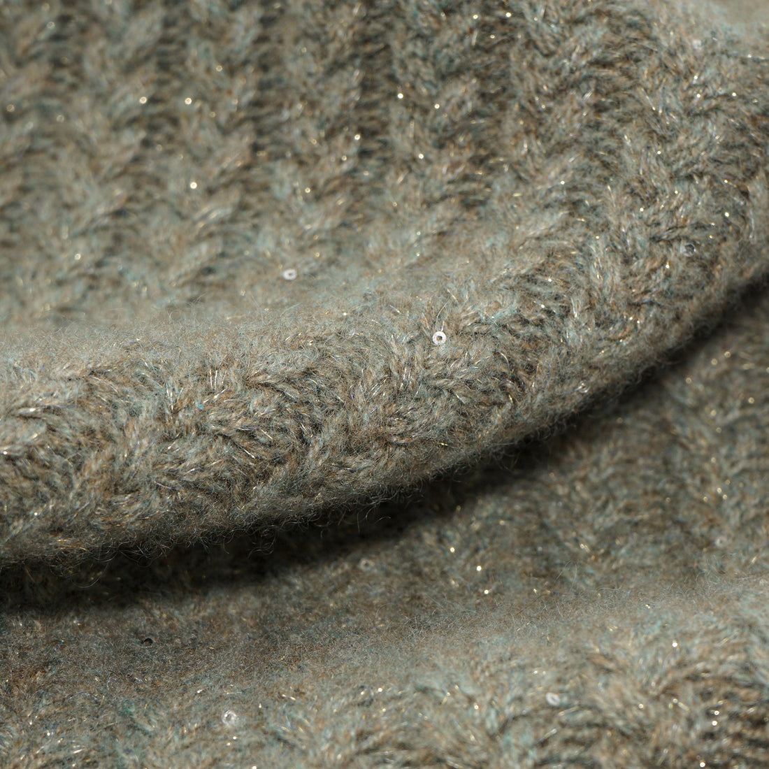 “Autumn Diary” 100% Cashmere 立體細麻花星點亮片針織背心—Silver Birch銀樺霧林