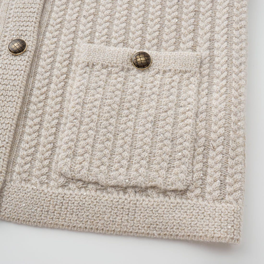 “Autumn Diary” 100% Cashmere 立體細麻花星點亮片針織背心—Nordic Dawn北境黎明