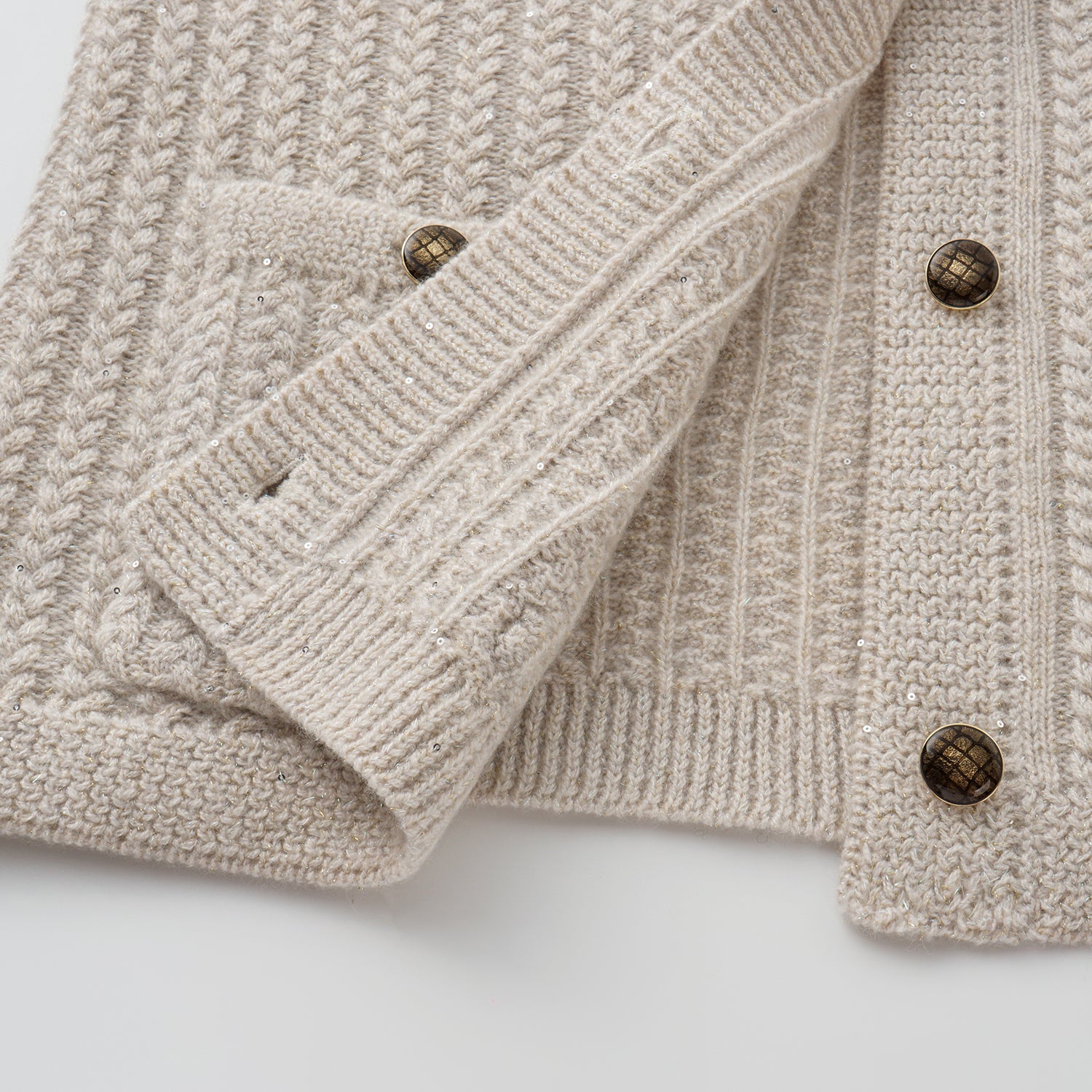 “Autumn Diary” 100% Cashmere 立體細麻花星點亮片針織背心—Nordic Dawn北境黎明