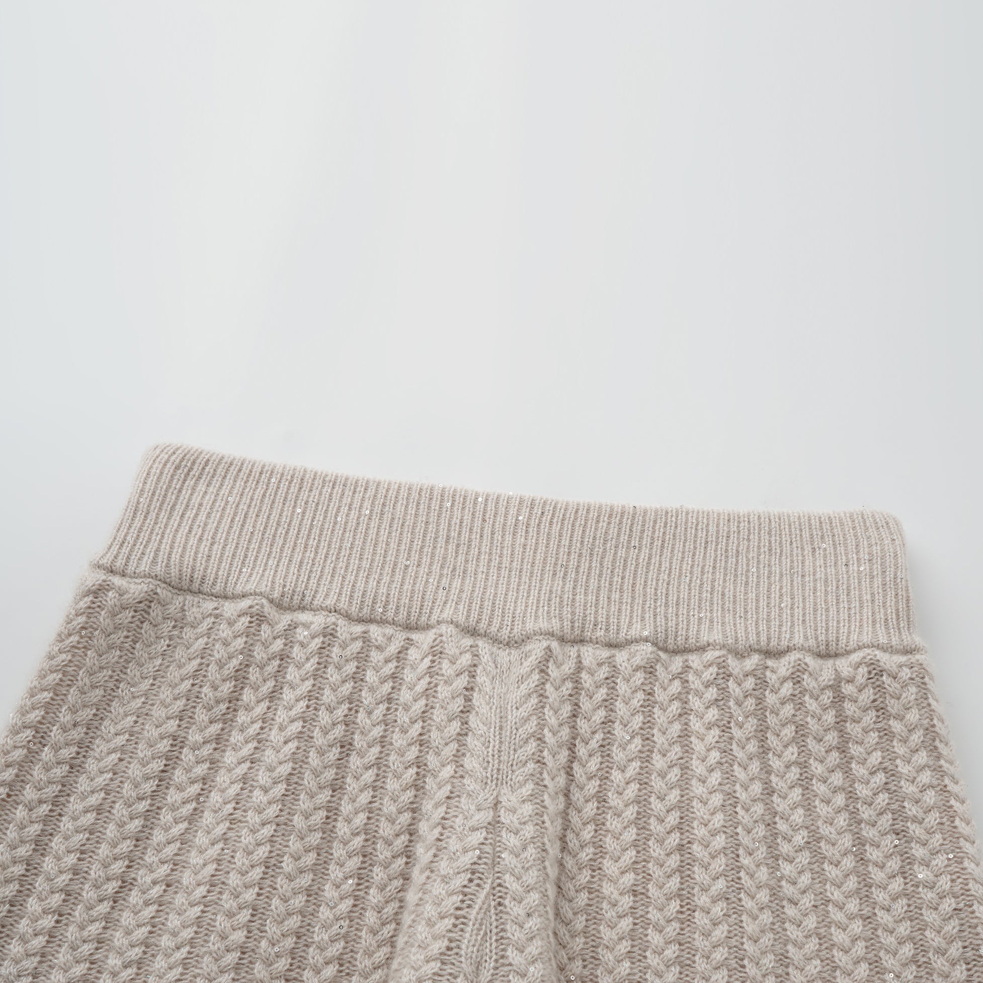 “Autumn Diary” 100% Cashmere 立體細麻花星點亮片針織短褲—Nordic Dawn北境黎明