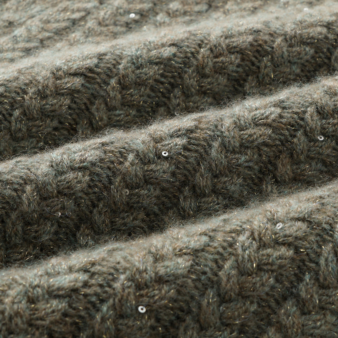 “Autumn Diary” 100% Cashmere 立體細麻花星點亮片針織短褲—Silver Birch銀樺霧林