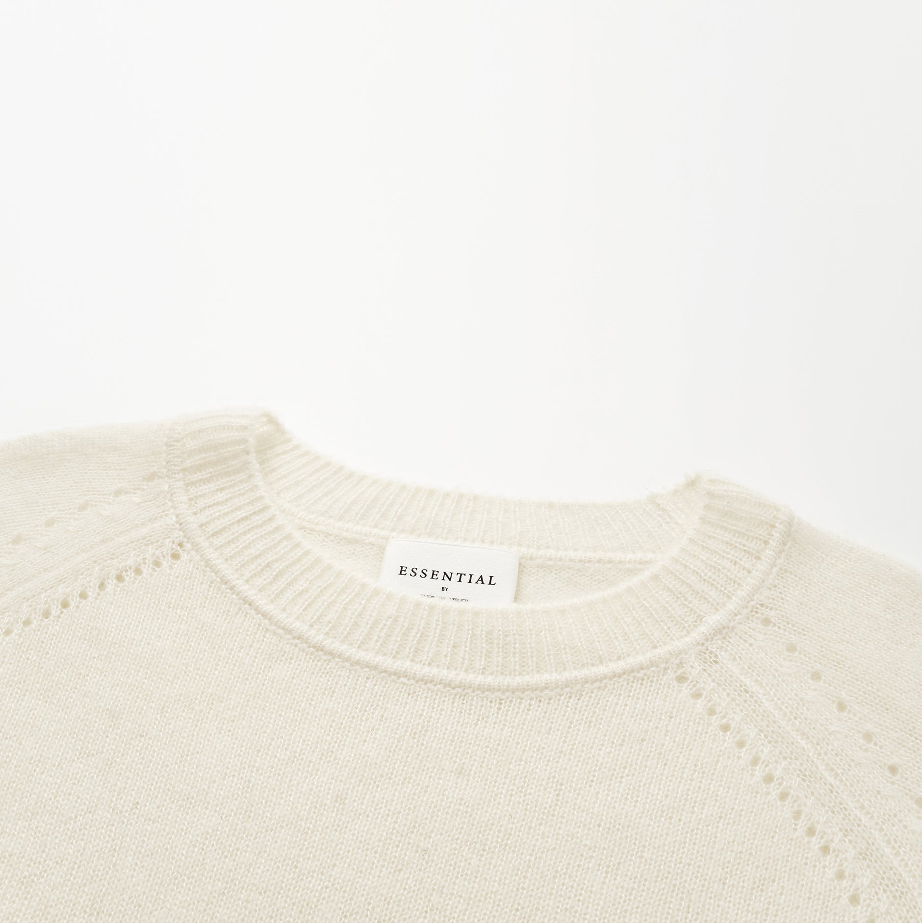 "Autumn Diary" Silk Cashmere Half Sleeve Top—Milk 