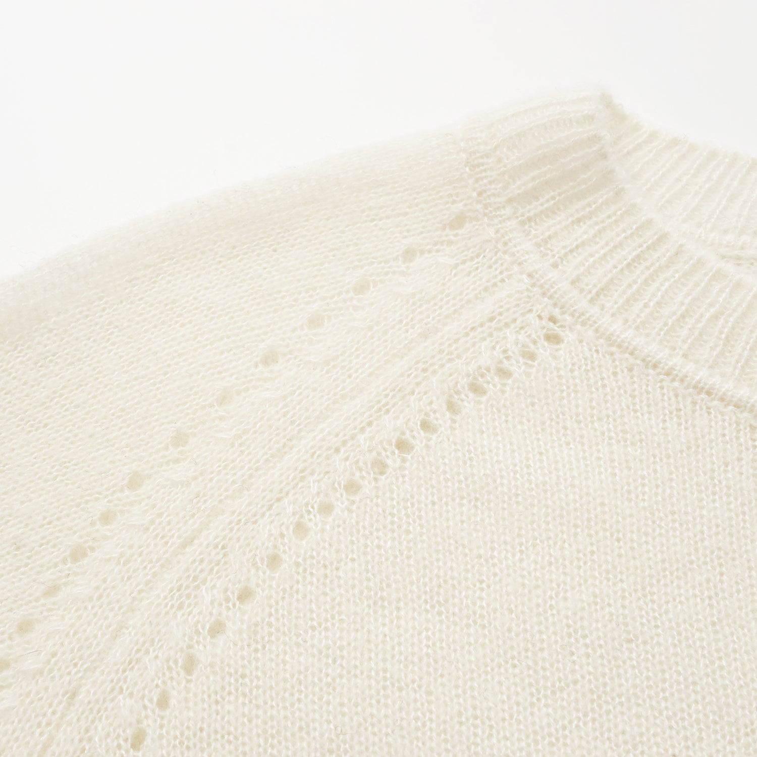 "Autumn Diary" Silk Cashmere Half Sleeve Top—Milk 
