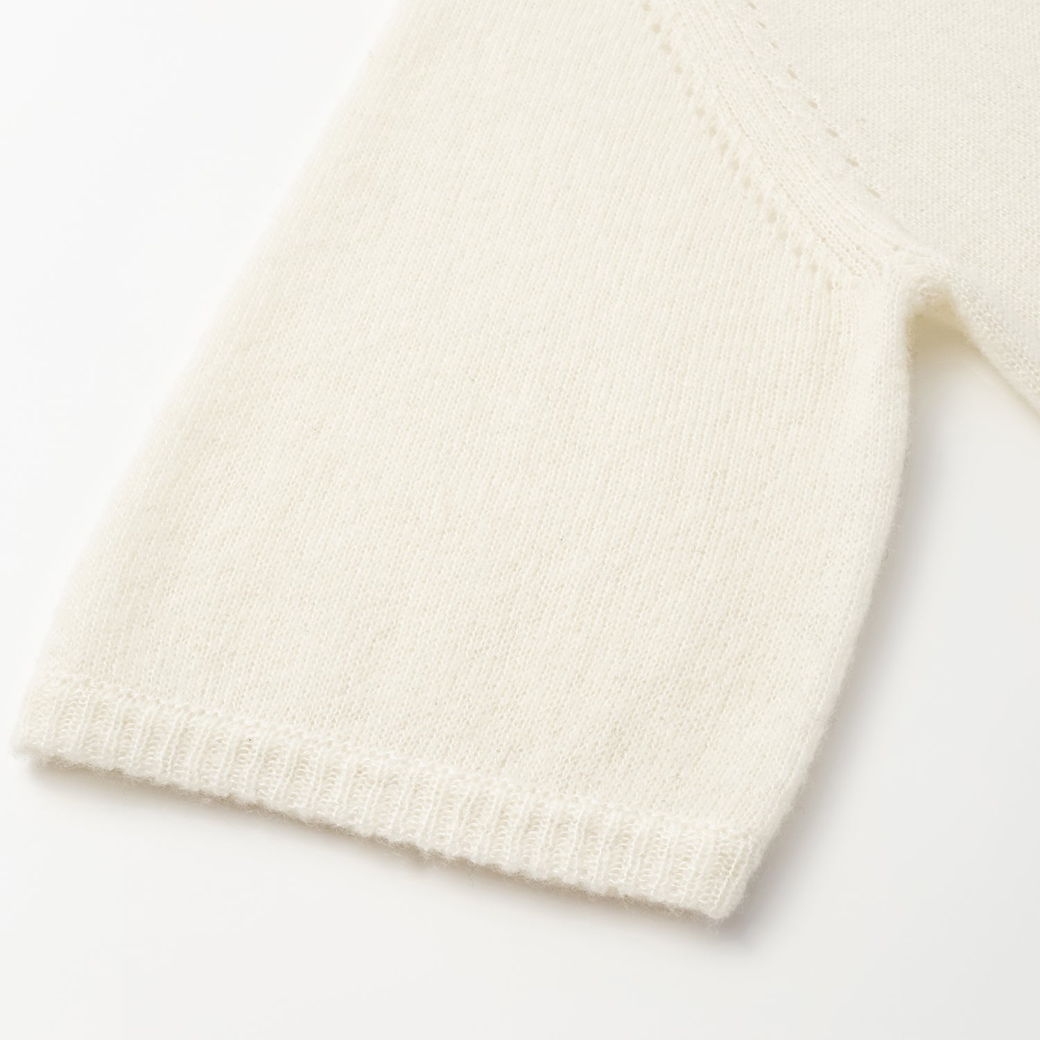 "Autumn Diary" Silk Cashmere Half Sleeve Top—Milk 