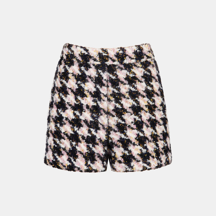 "Sloane Ave."法國羊毛柔絨縷金千鳥格花呢短褲—Garnier Noir加尼葉帷夜