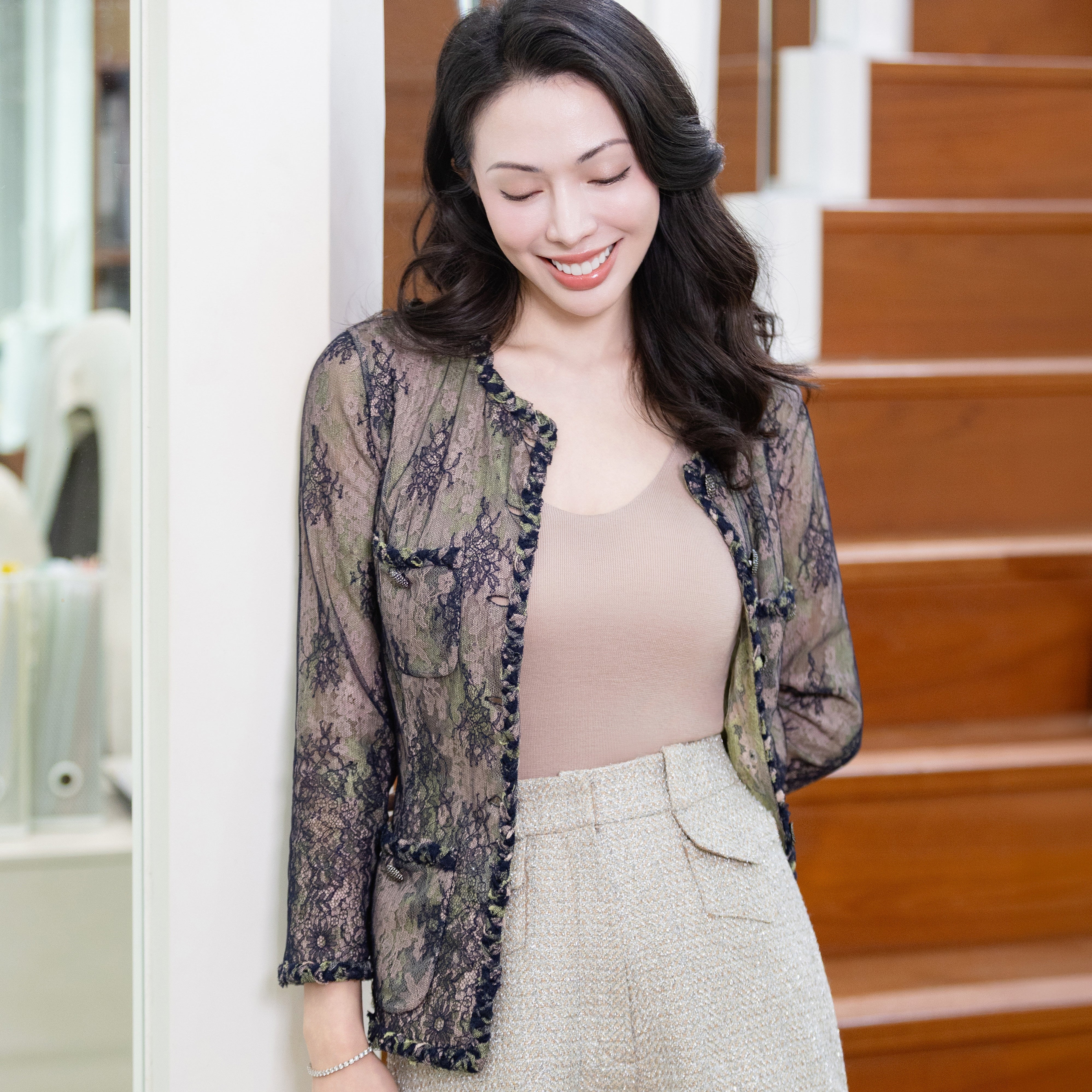 “Quiet Mastery”法國疊影香緹蕾絲外套 —Mistwood森霧微影