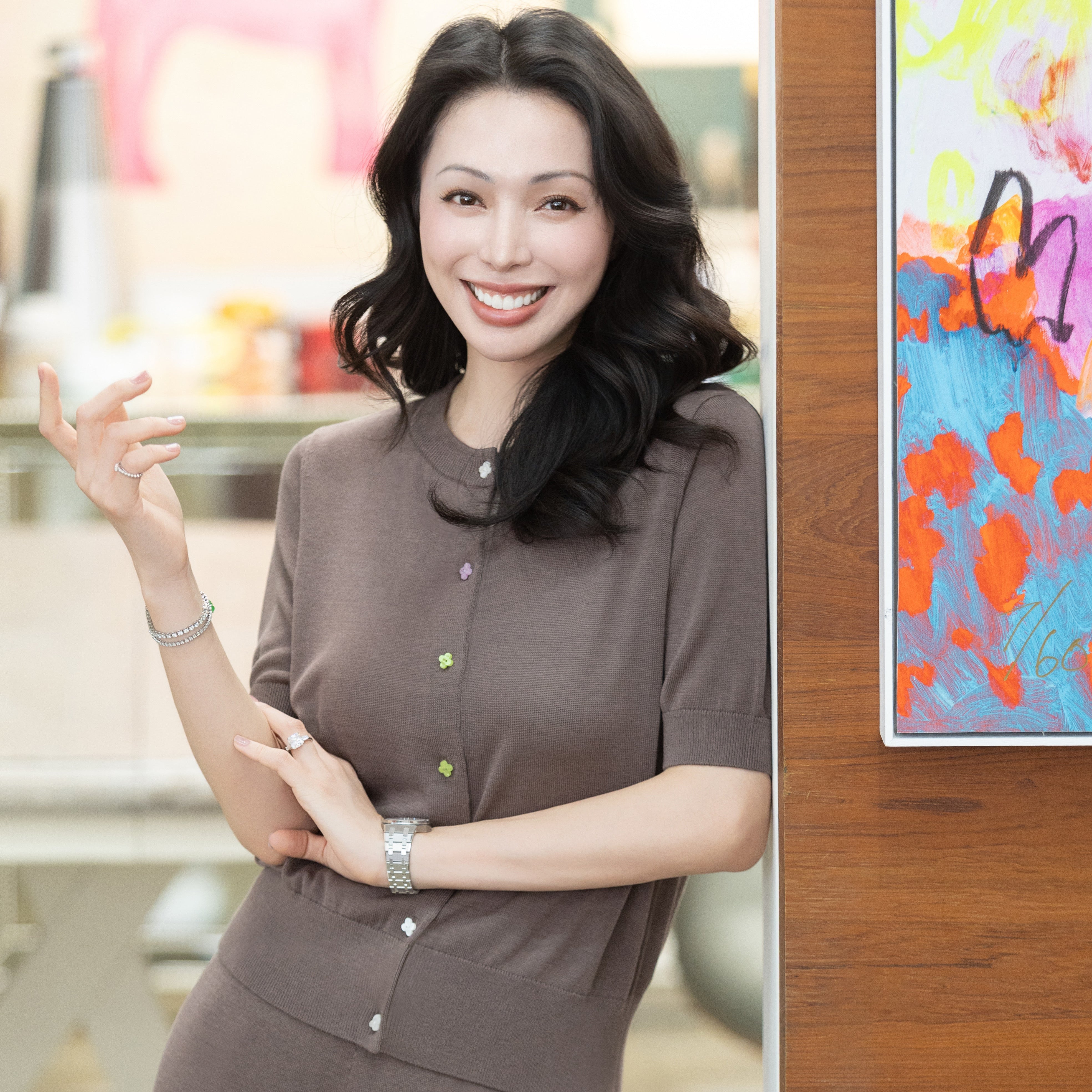 “Summer Diary”天絲柔光花釦薄織上衣—Bloom Cocoa花釀可可