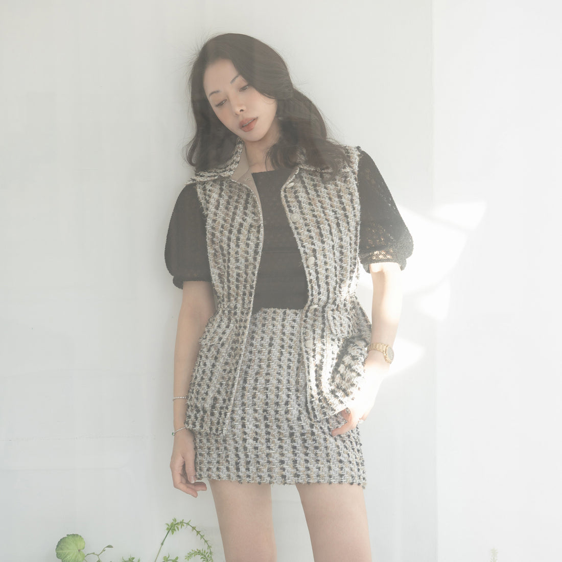 “Sloane Ave."法國高級訂製簇線銀織花呢褲裙—Marais Atelier瑪黑藝坊