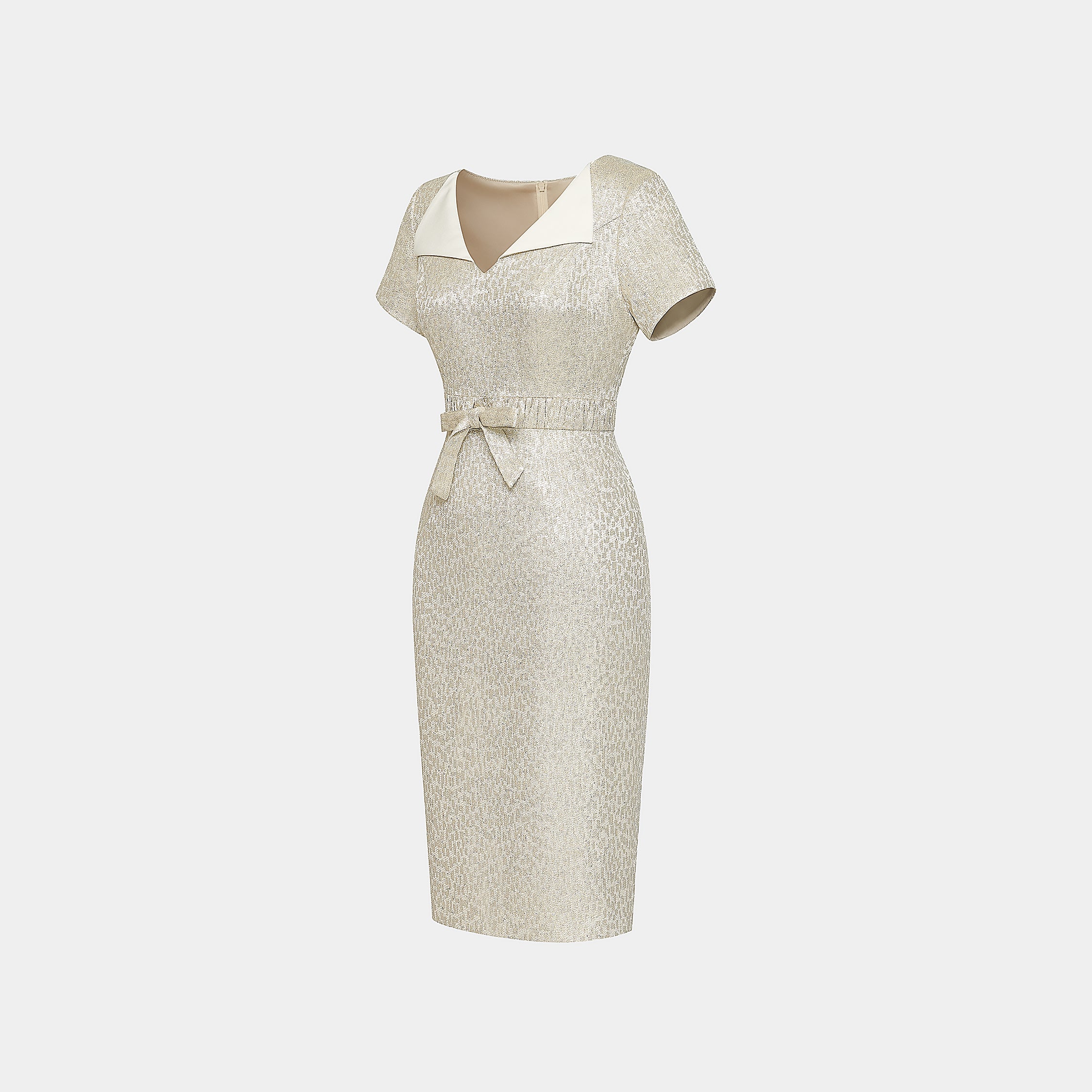 "Arcade of CherJoy Atelier."義大利特殊燦光織紋立體剪裁抽繩洋裝—Midnight Starlume月光華爾滋