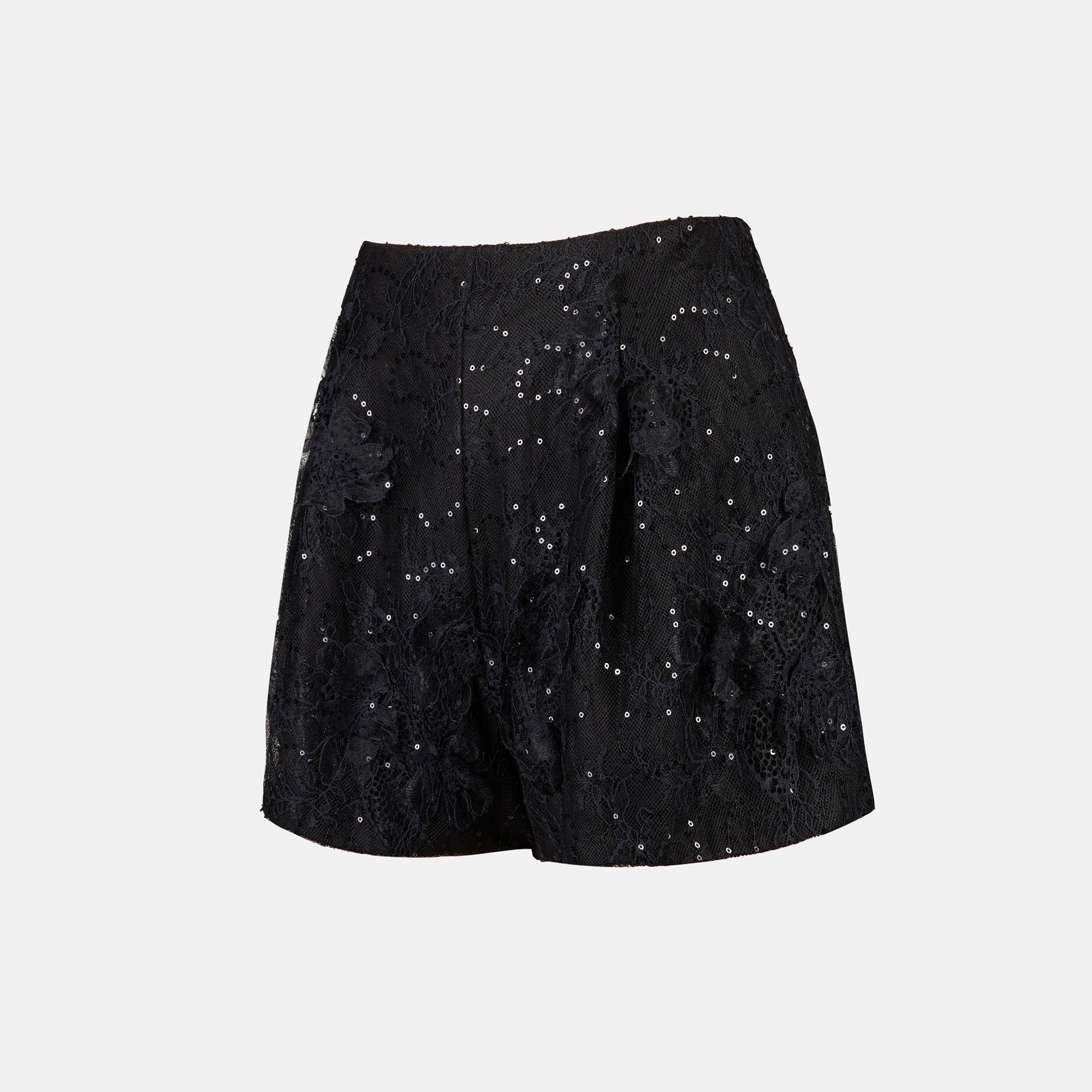 "Imperial Garden Teatime"羽瓣立繡蕾絲輕國風短褲—Midnight Veil沉夜浮香