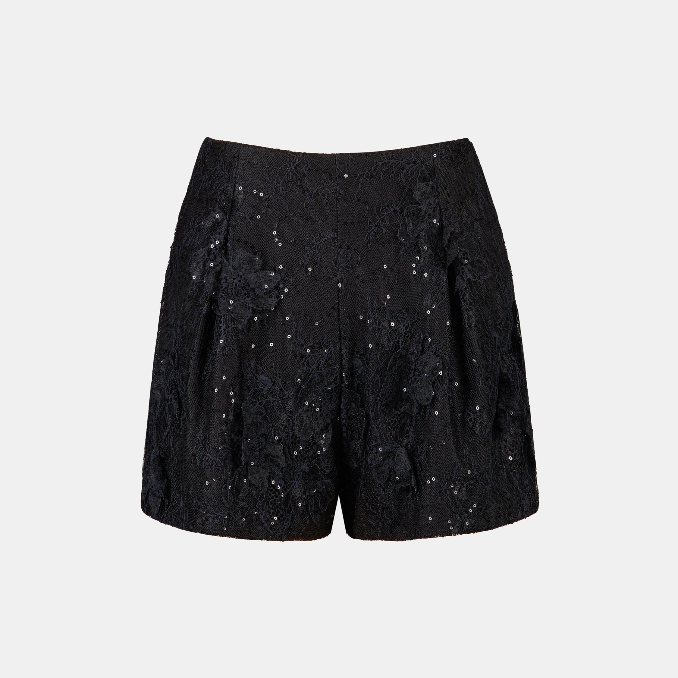 "Imperial Garden Teatime"羽瓣立繡蕾絲輕國風短褲—Midnight Veil沉夜浮香