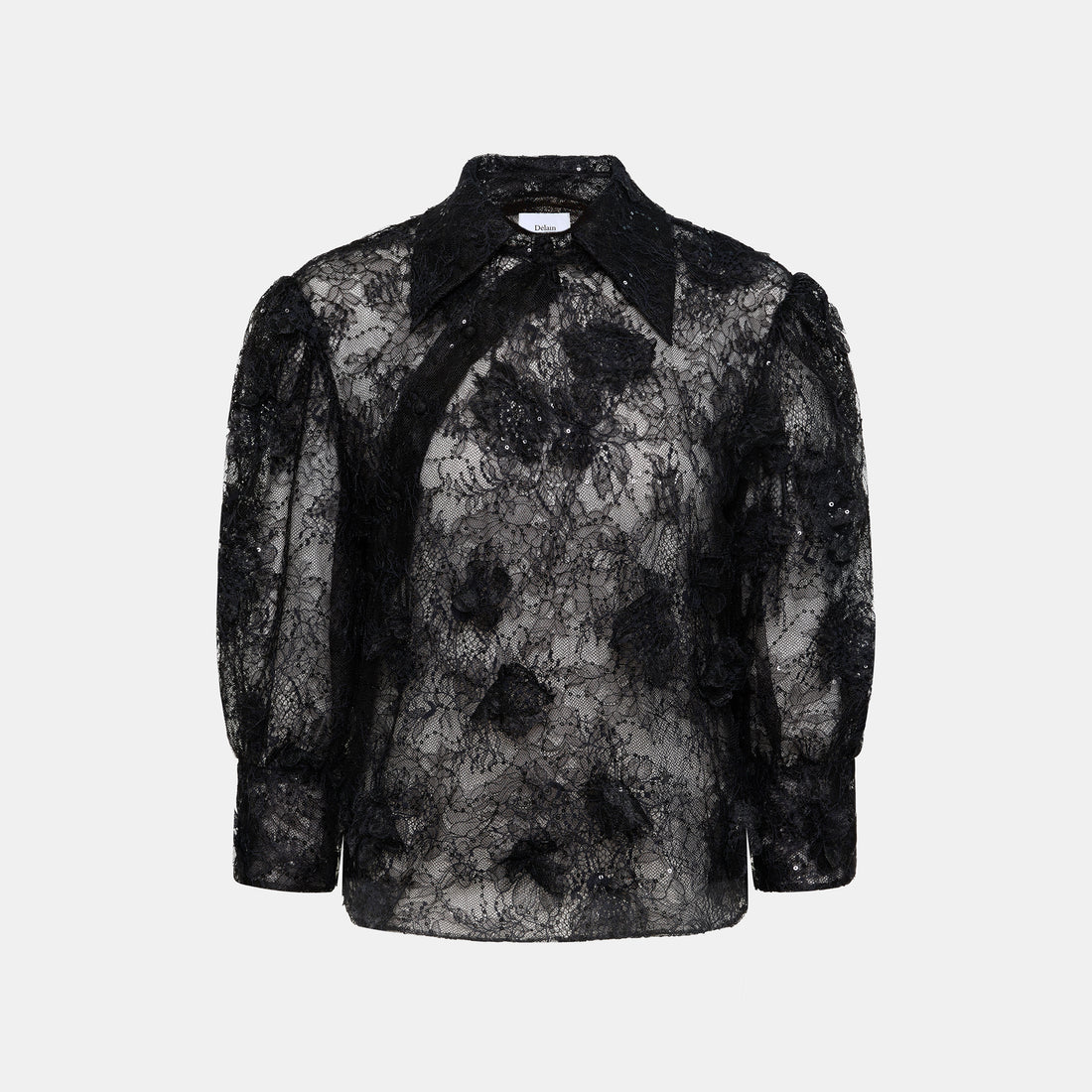 "Imperial Garden Teatime"羽瓣立繡蕾絲輕國風上衣—Midnight Veil沉夜浮香