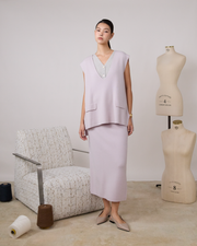 “Pure & Soft”100% Cashmere 針織鉛筆裙—Lilac Mousse 丁香慕斯