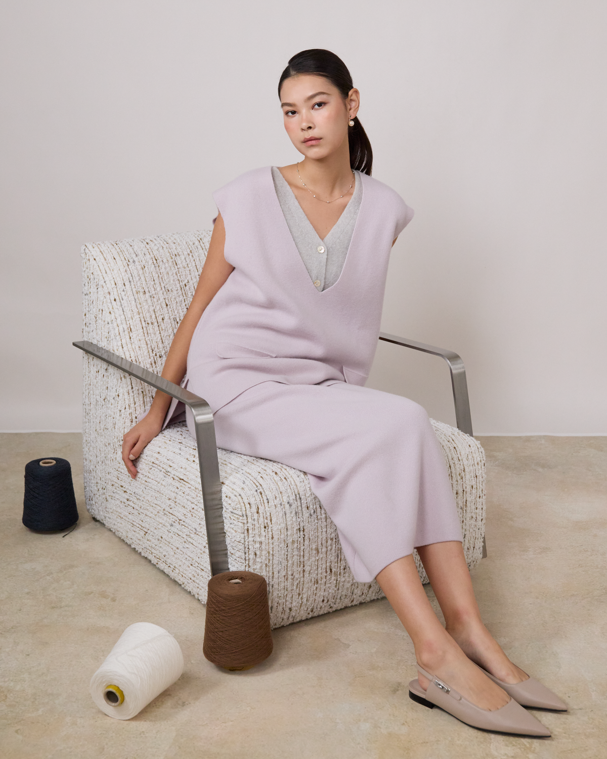 “Pure & Soft”100% Cashmere 針織鉛筆裙—Lilac Mousse 丁香慕斯