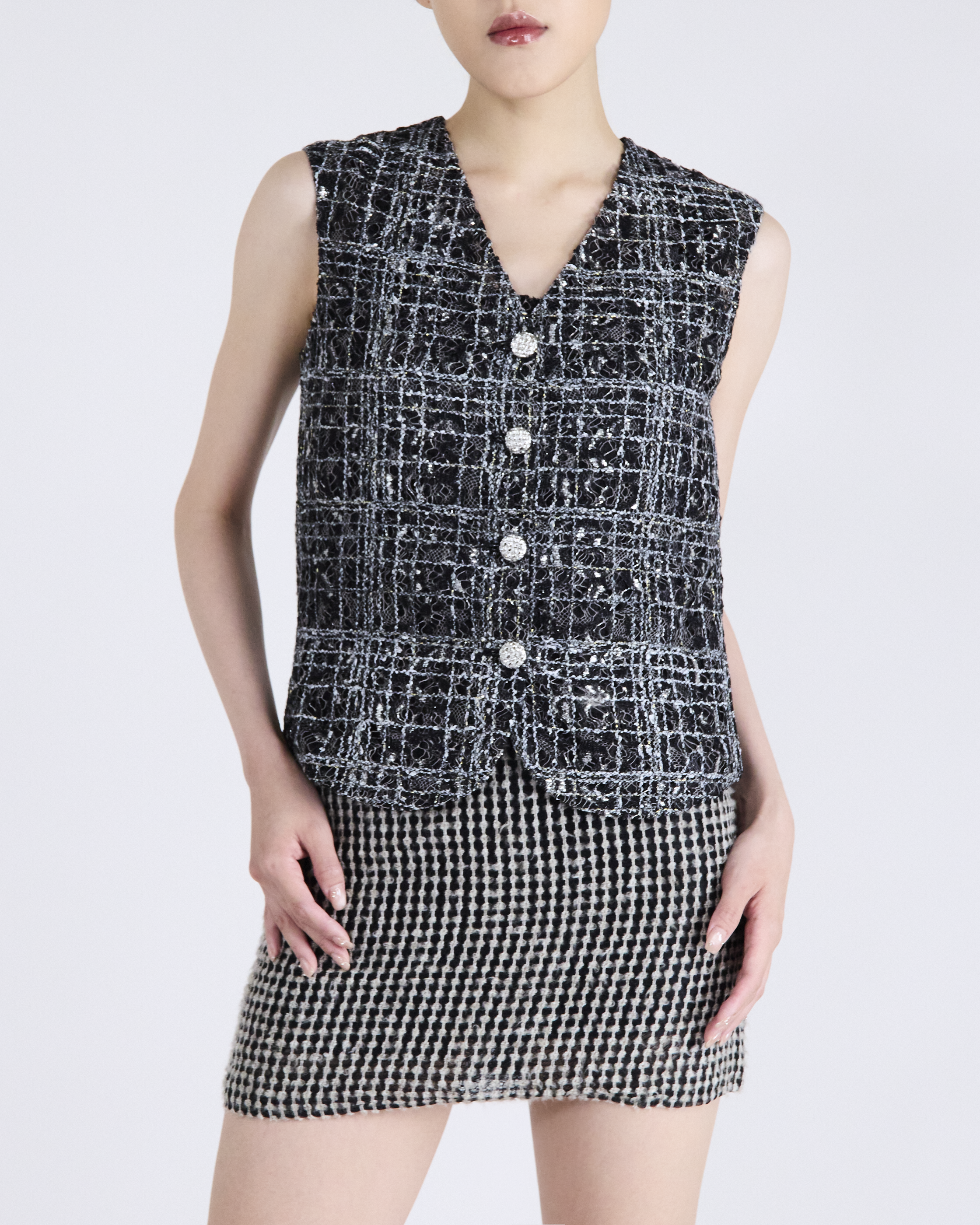 Sloane Ave Sloane Afterdark 斯隆夜色法國縷織蕾絲合身短款馬甲背心商品圖 1