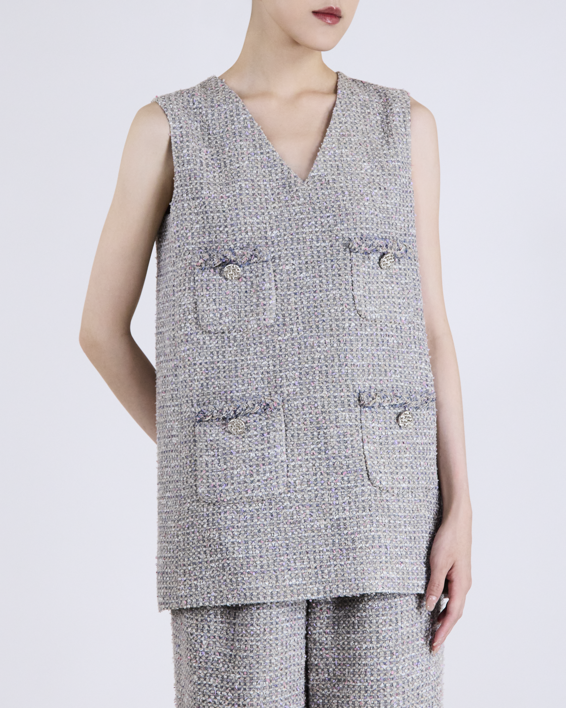 Sloane Ave Floral Denim 花釀丹寧義大利立體彩紗輕薄花呢A字洋裝商品圖 3