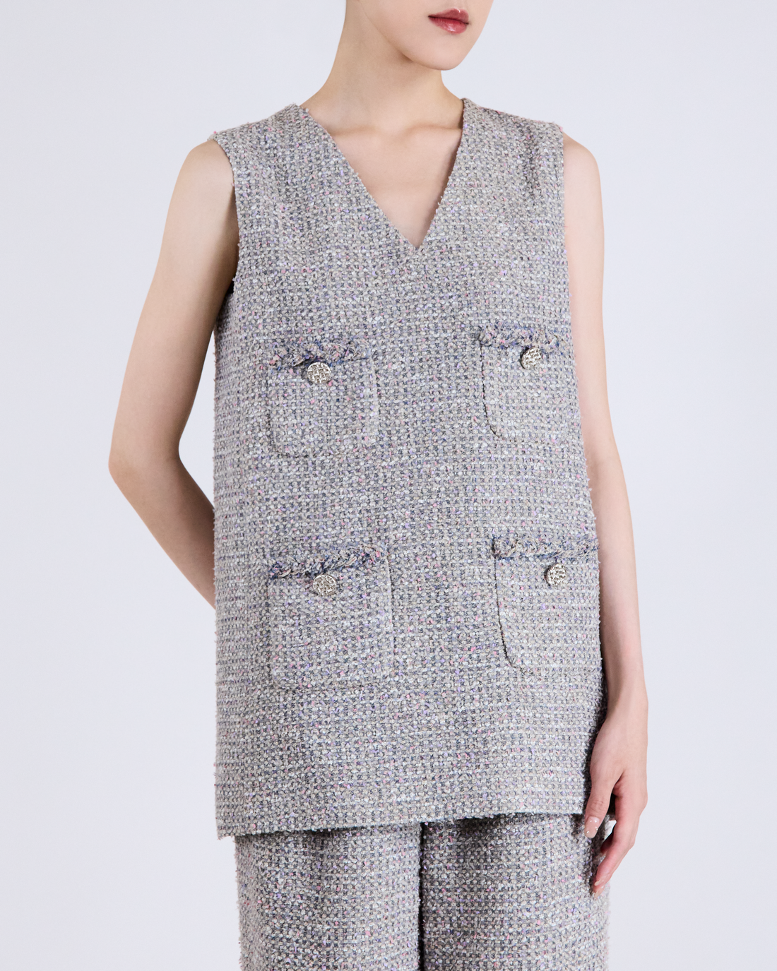 Sloane Ave Floral Denim 花釀丹寧義大利立體彩紗輕薄花呢A字洋裝商品圖 3