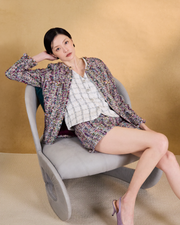 “Viva Bloom 恣意花彩”法國多彩織紋花呢短褲