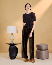 “璀璨日常 Effortless Radiance • 深灰棕 Dark Taupe” 真絲 Cashmere 鏤空亮片編織針織上衣