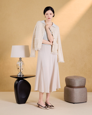 “花呢柔想 Tweed Reverie • 沙金微暈 Sable Lumière” 真絲 Cashmere 格織肌理流蘇針織外套