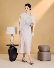 “花呢柔想 Tweed Reverie • 沙金微暈 Sable Lumière” 真絲 Cashmere 格織肌理流蘇針織外套