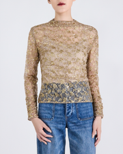 “Golden Pollen 金蕊微香”法國金葉刺繡工藝蕾絲上衣