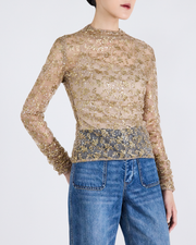 “Golden Pollen 金蕊微香”法國金葉刺繡工藝蕾絲上衣