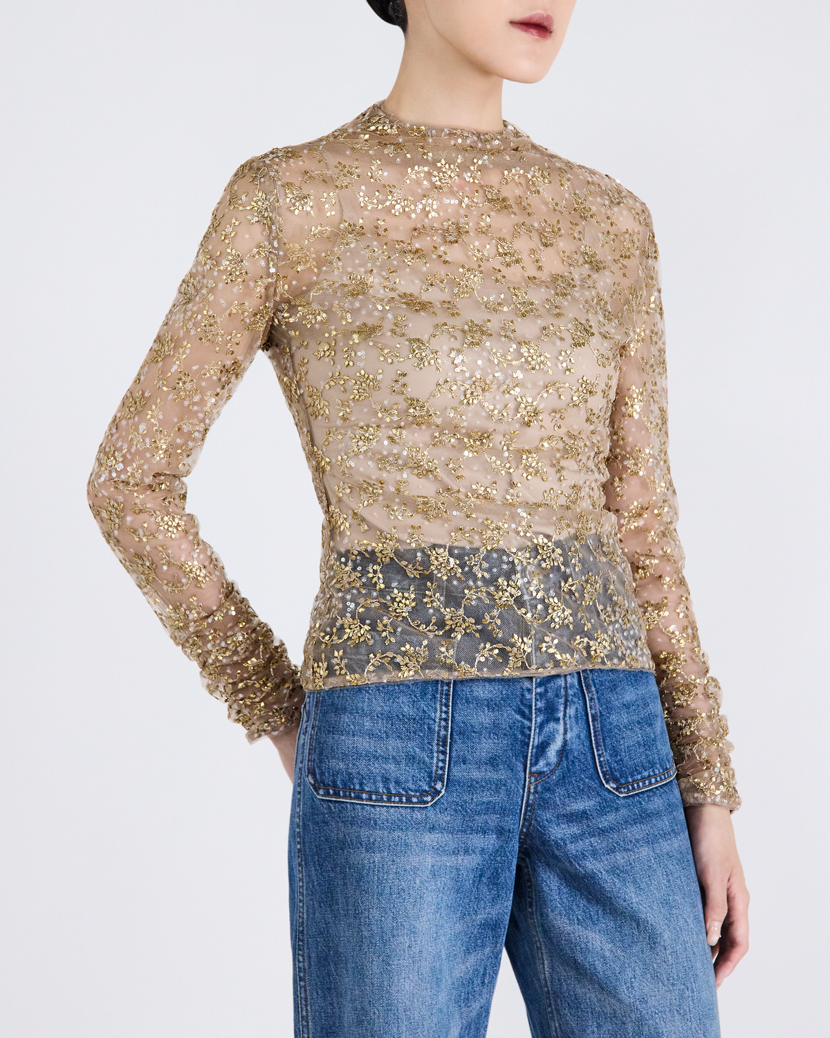 “Golden Pollen 金蕊微香”法國金葉刺繡工藝蕾絲上衣