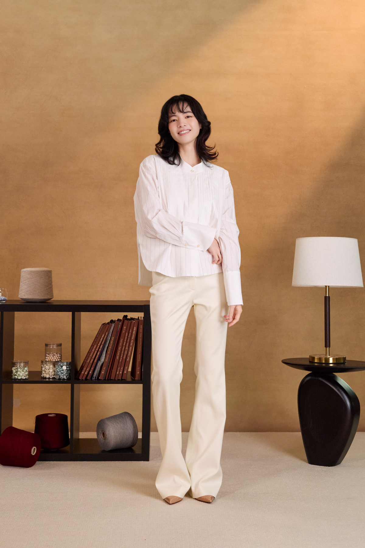 “條紋隨筆 Notes in Stripes” 義大利純棉立體細褶前襟細條紋襯衫
