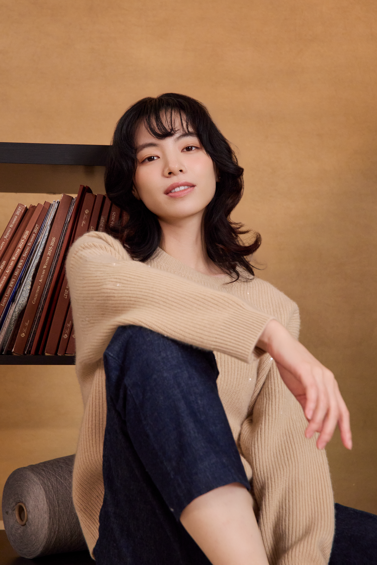 淺米色 Cashmere 亮片針織上衣