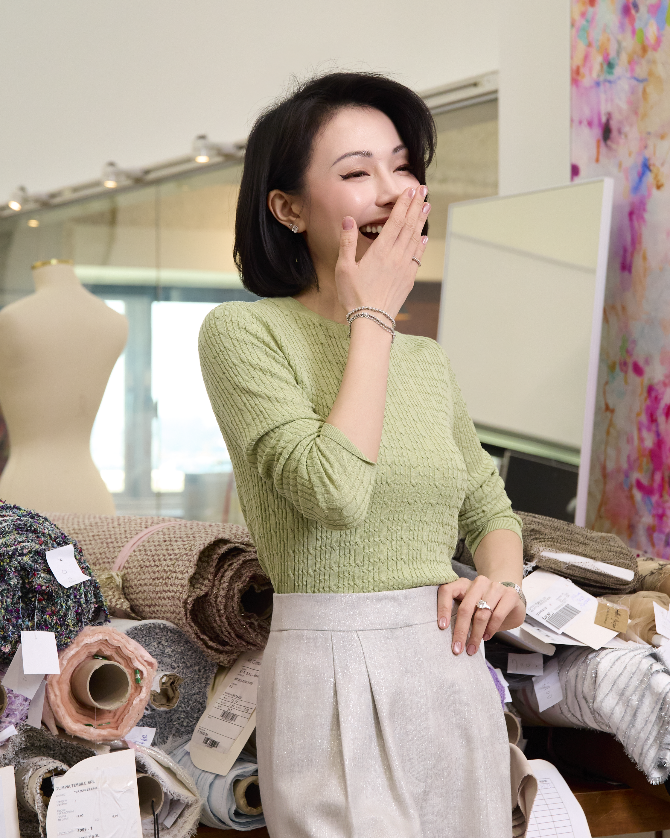 “Pure & Soft”100% 真絲立體麻花薄織上衣 (Yarn by Loro Piana)—Sage Whisper鼠尾草語