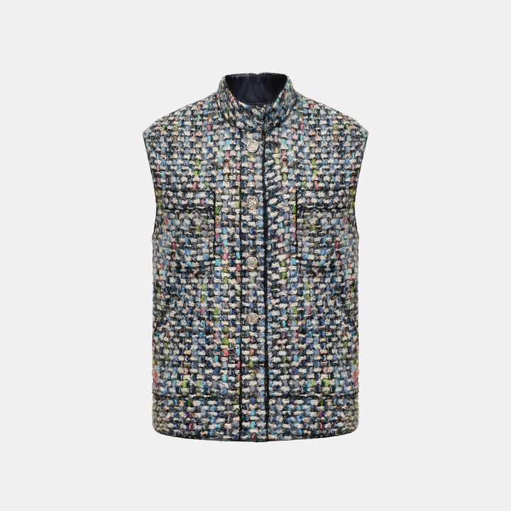 "Sloane Ave."法國羊毛蓬絨銀織花呢Oversized馬甲背心—Left Bank Salon左岸沙龍