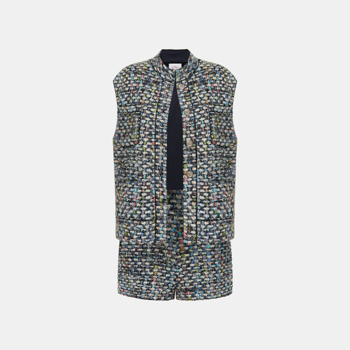 "Sloane Ave."法國羊毛蓬絨銀織花呢Oversized馬甲背心—Left Bank Salon左岸沙龍