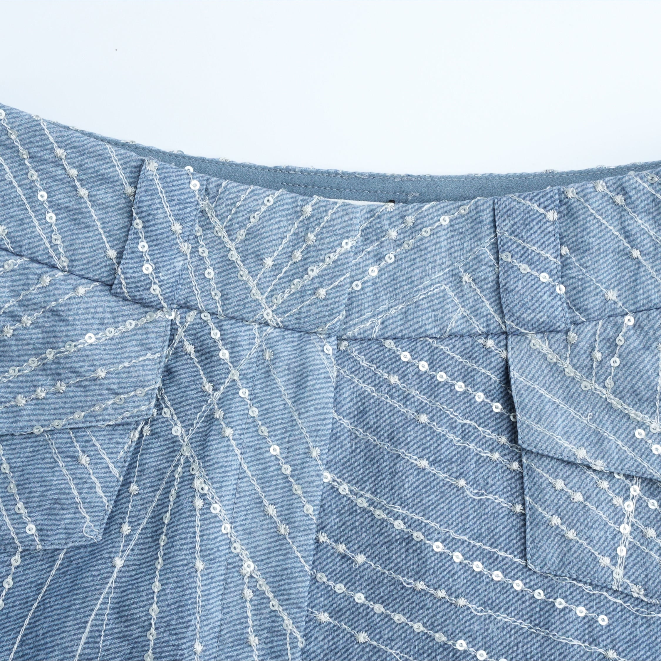 “Chelsea Citywalk”義大利漸層線繡工藝短褲—Denim Haze 丹寧晨霧
