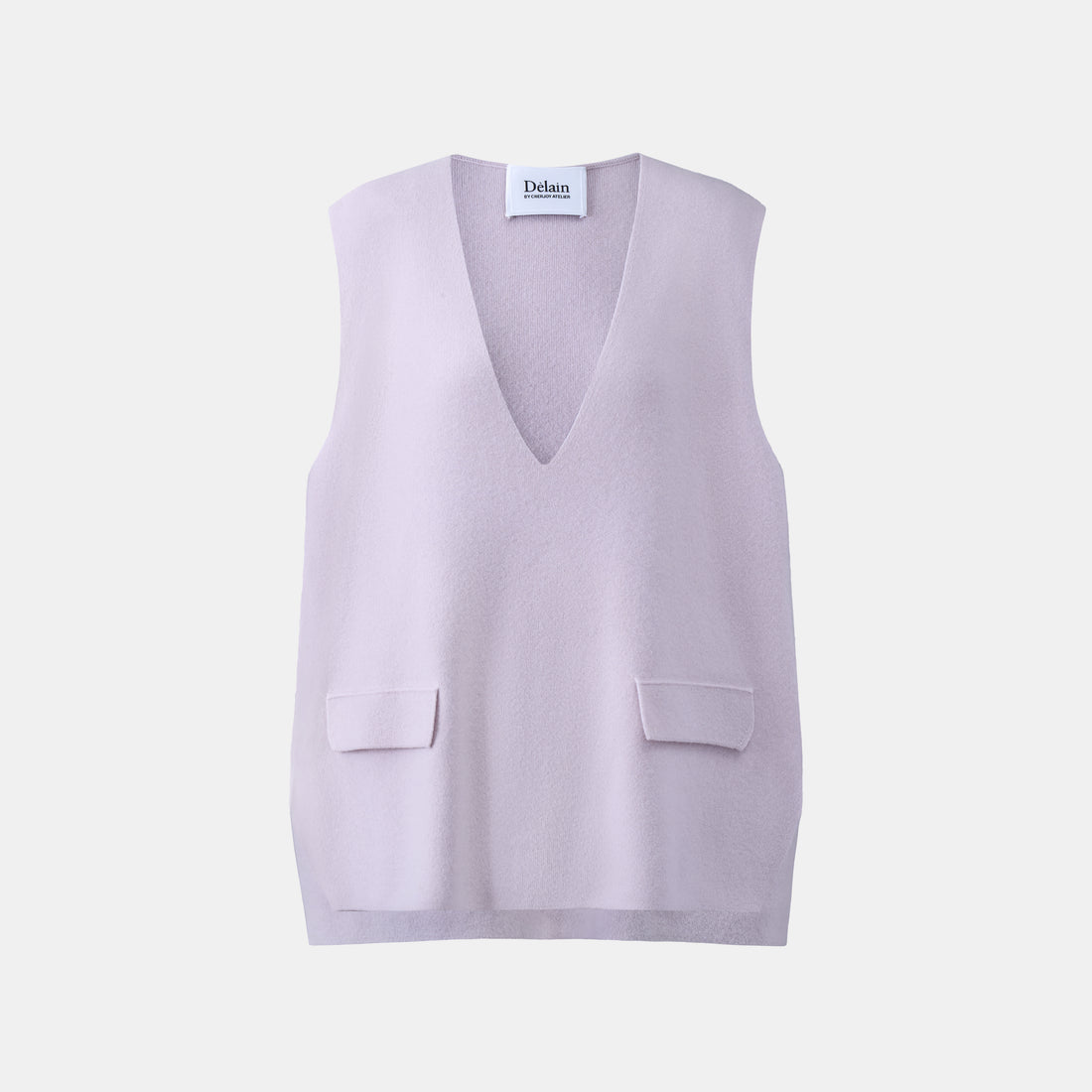 Pure & Soft Lilac Mousse 丁香慕斯100% Cashmere V 領闊型針織背心商品圖 5