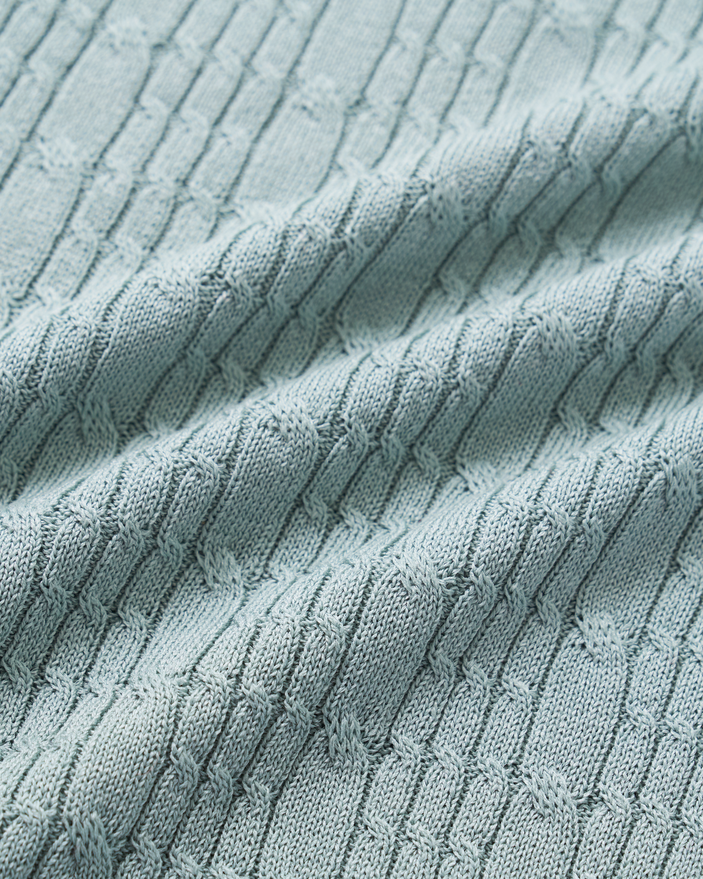 “Pure & Soft”100% 真絲立體麻花薄織上衣 (Yarn by Loro Piana)—Mint Dew薄荷晨露