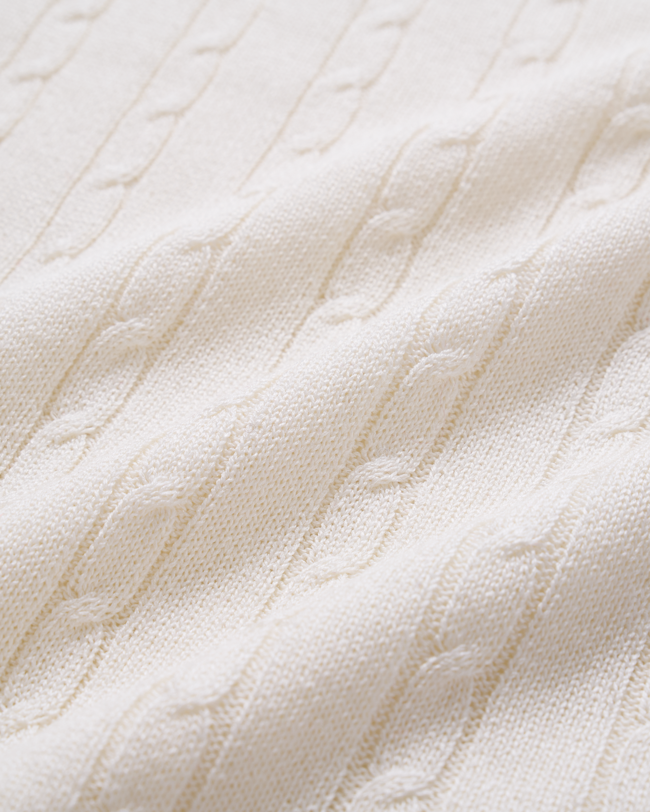 “Pure & Soft”100% 真絲麻花薄織上衣 (Yarn by Loro Piana)—White Tea晨光白茶