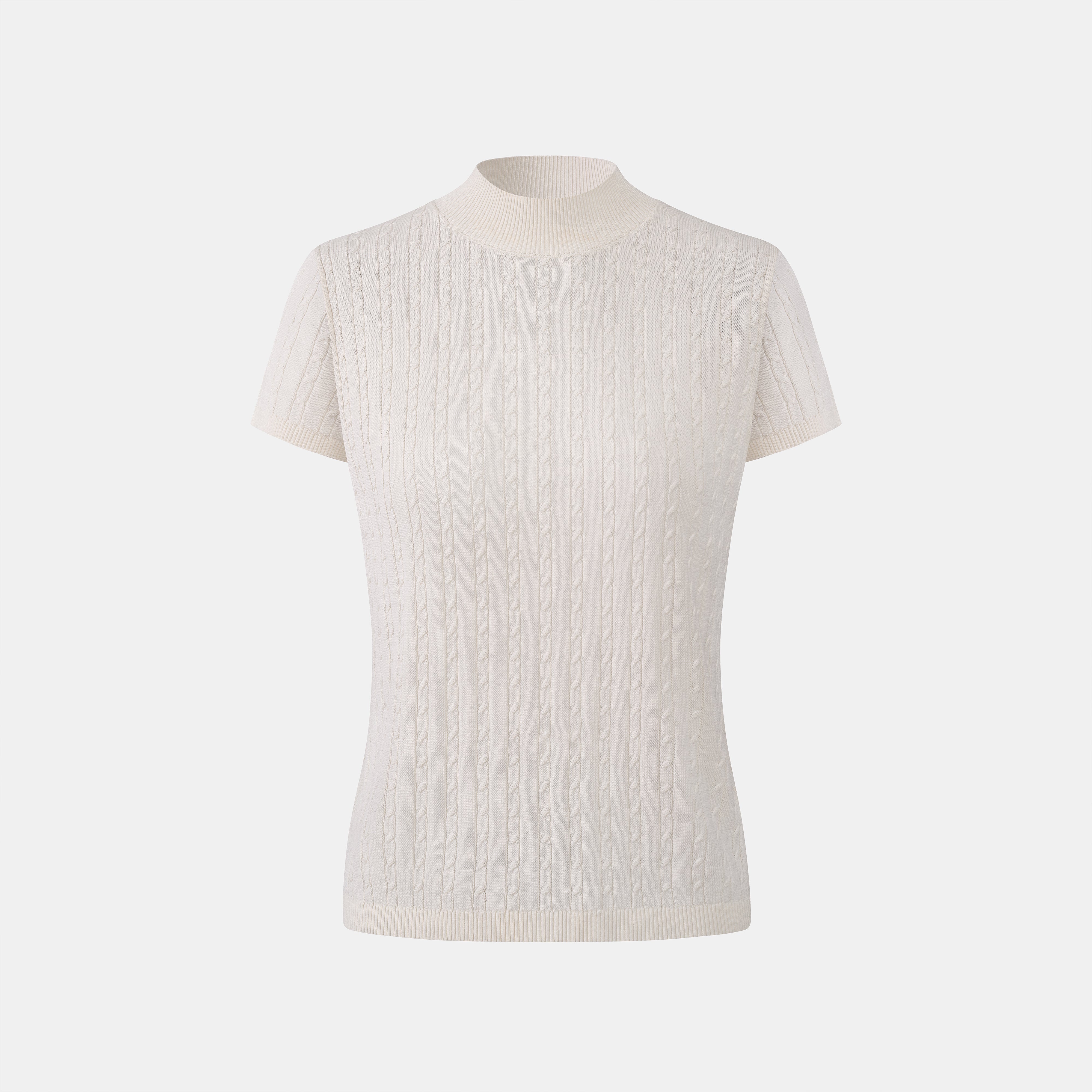 “Pure & Soft”100% 真絲麻花薄織上衣 (Yarn by Loro Piana)—White Tea晨光白茶