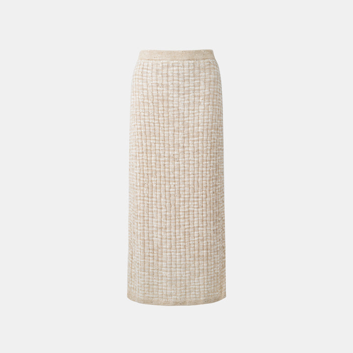 Weekend at Monaco Sunlit Cream 奶油日光蠶絲星點亮片麻花針織裙商品圖 2