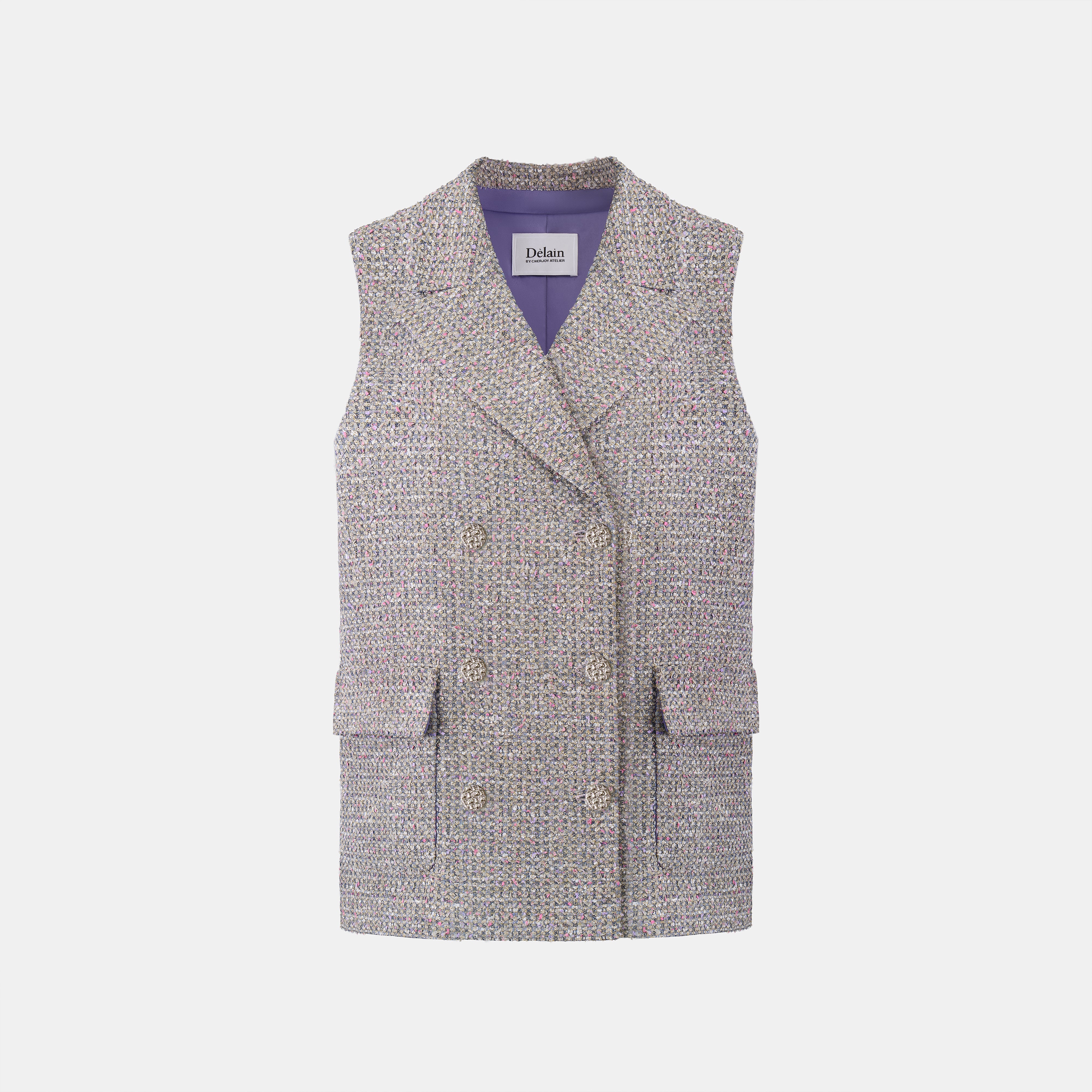 Sloane Ave Floral Denim 花釀丹寧義大利立體彩紗輕薄花呢Oversized西裝馬甲背心商品圖 1