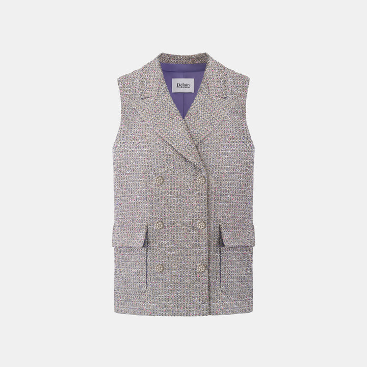 Sloane Ave Floral Denim 花釀丹寧義大利立體彩紗輕薄花呢Oversized西裝馬甲背心商品圖 1