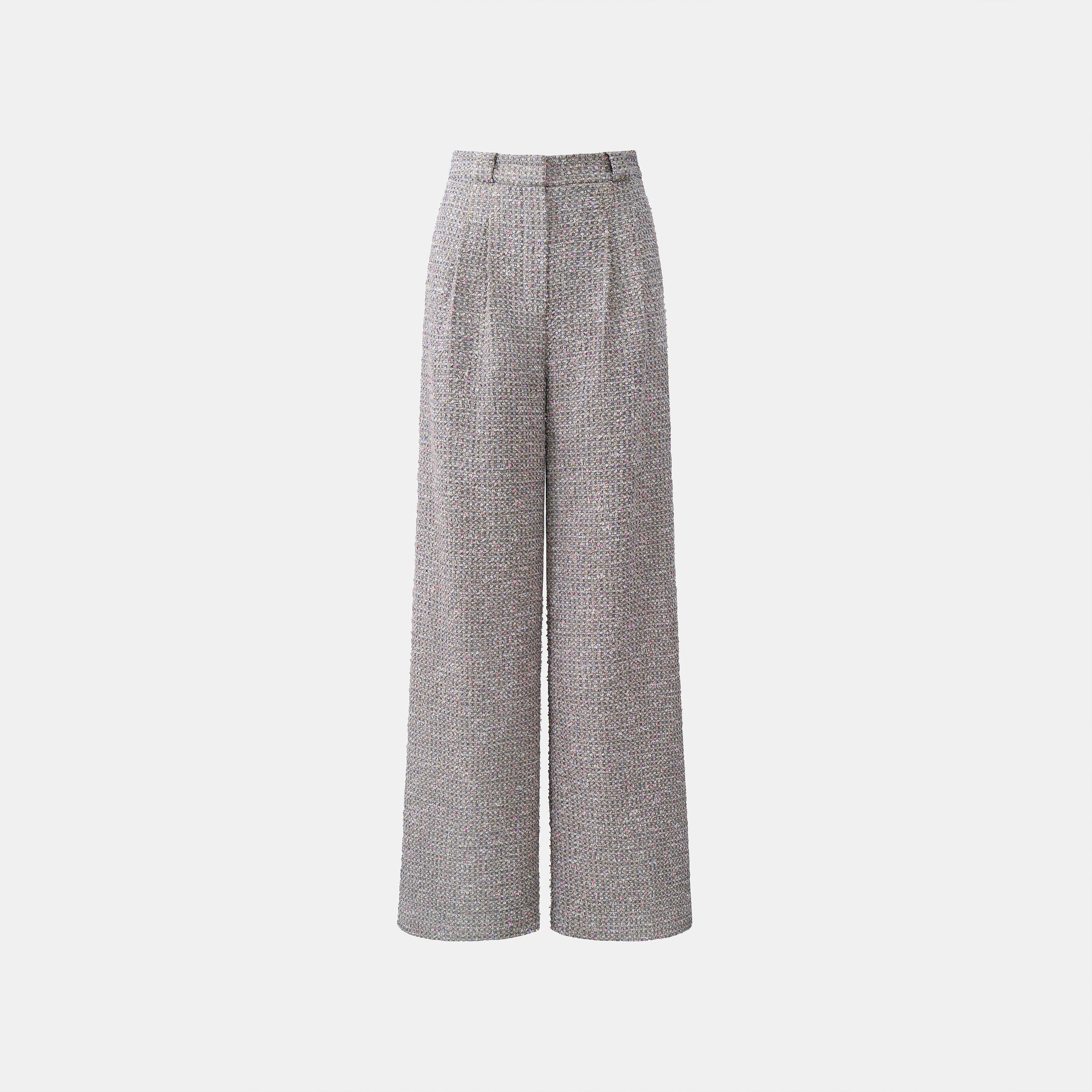 Sloane Ave Floral Denim 花釀丹寧義大利立體彩紗輕薄花呢闊腿褲商品圖 4